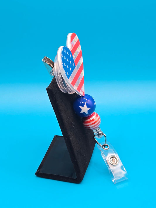 Shaker Flag Heart Acrylic Badge Reel