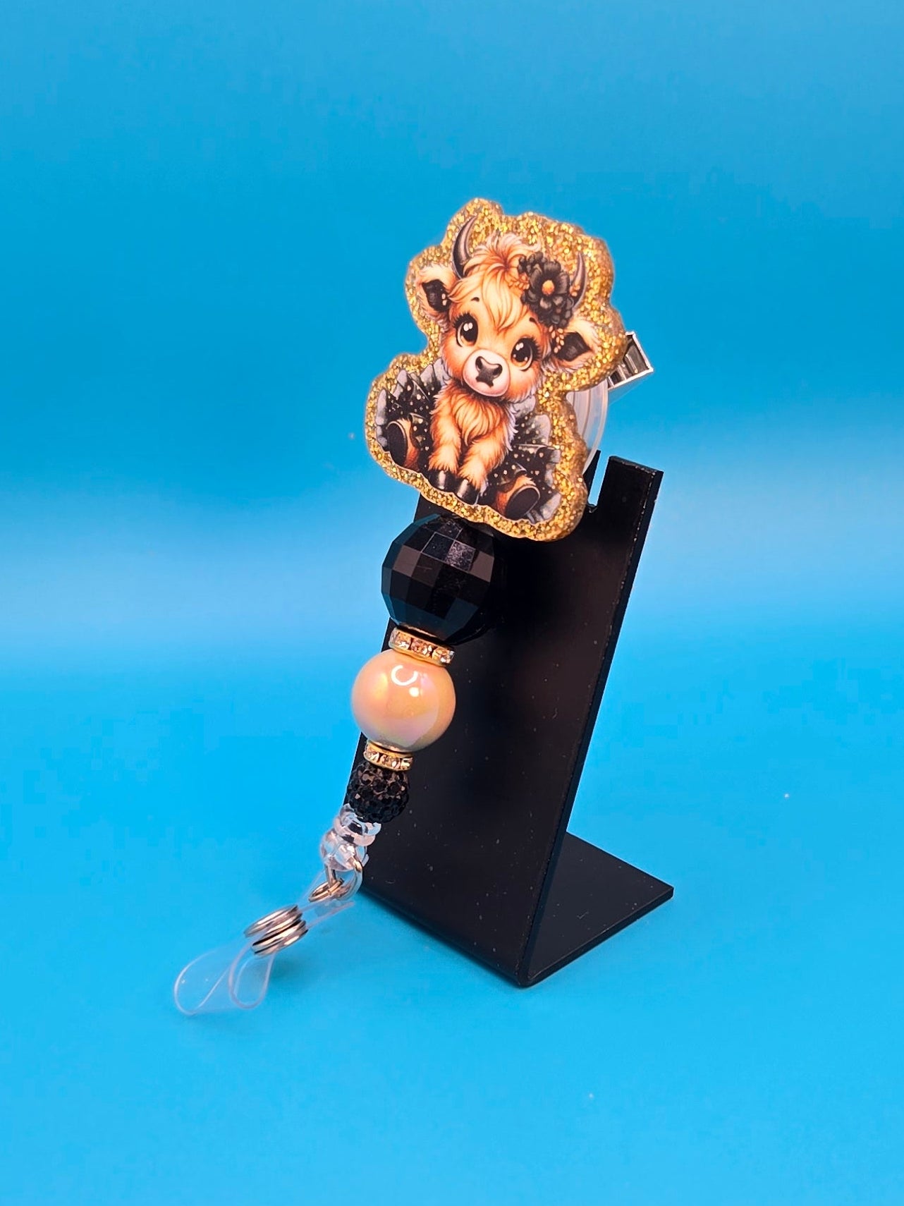 Gold Cow in Tutu Acrylic Badge Reel