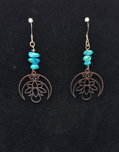 Lotus and Gemstone Earrings