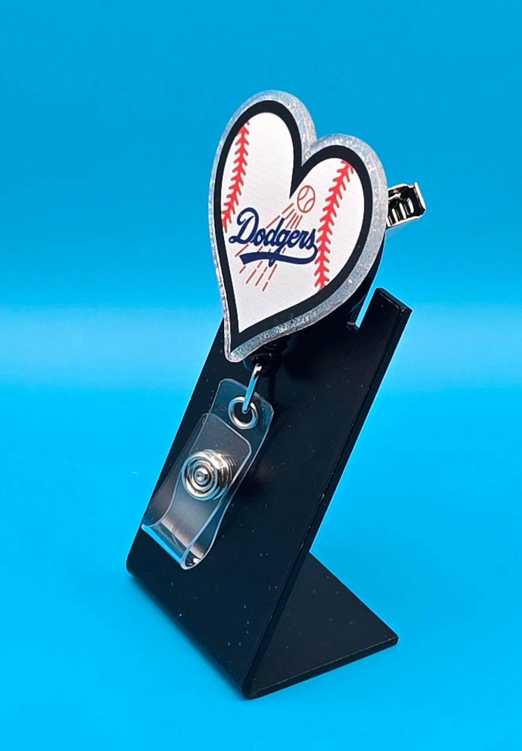 Baseball Heart Acrylic Badge Reel