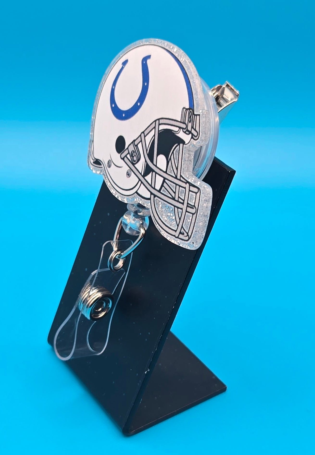 Sports Themed Football Helmet Acrylic Badge Reel
