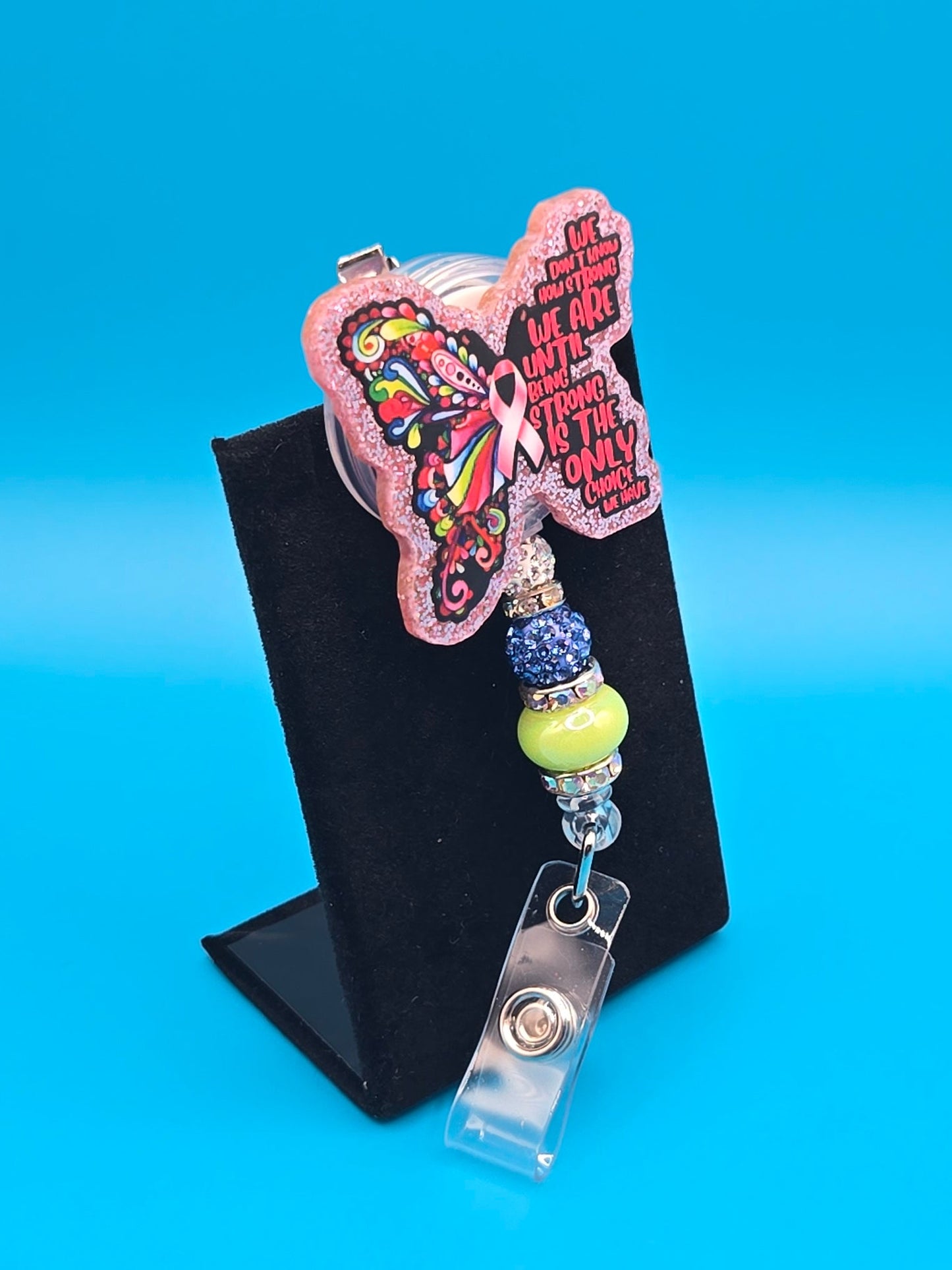Beautiful Butterfly Cancer Support Acrylic Badge Reel