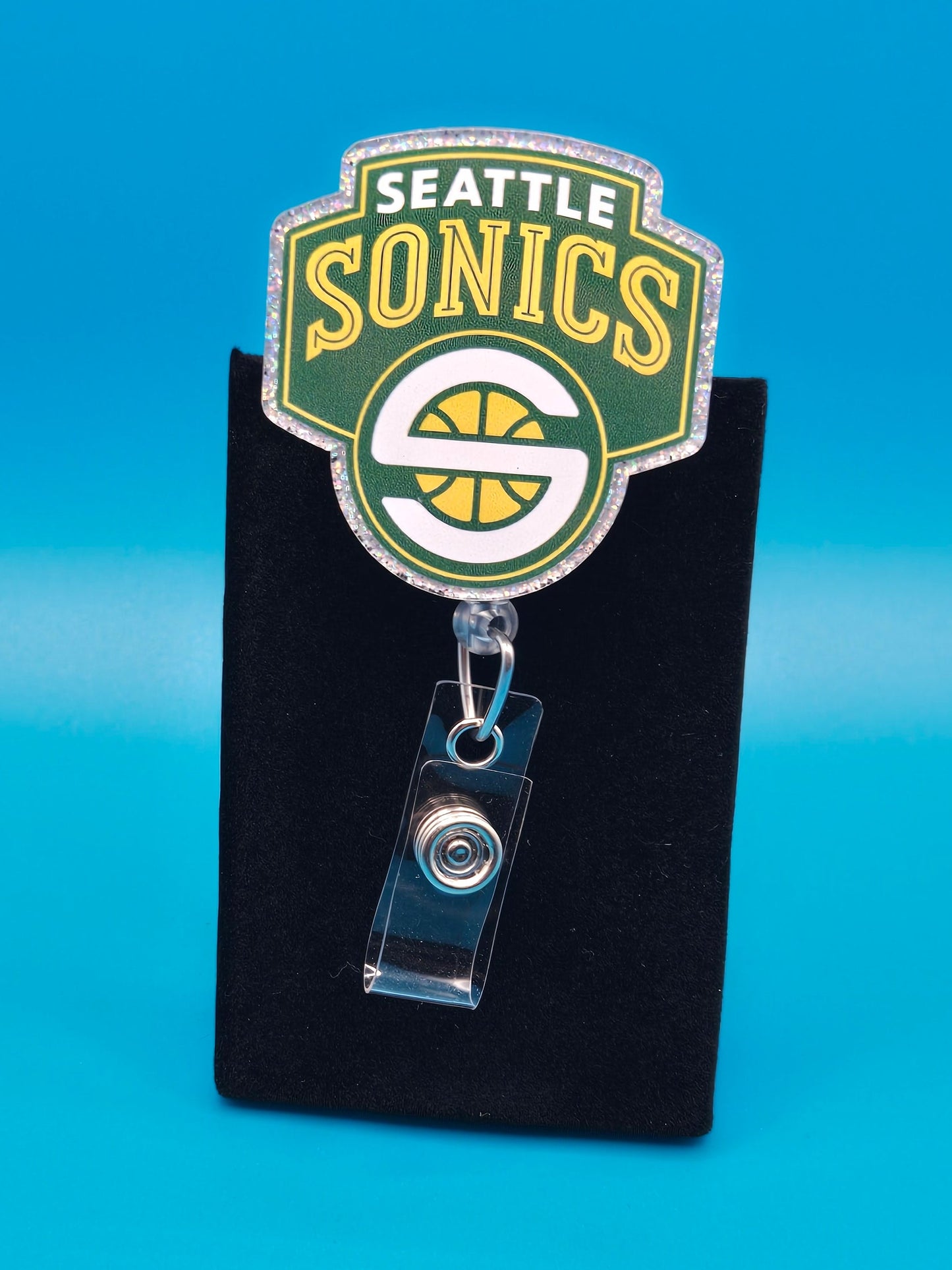 Sports Themed Basketball Acrylic Badge Reel