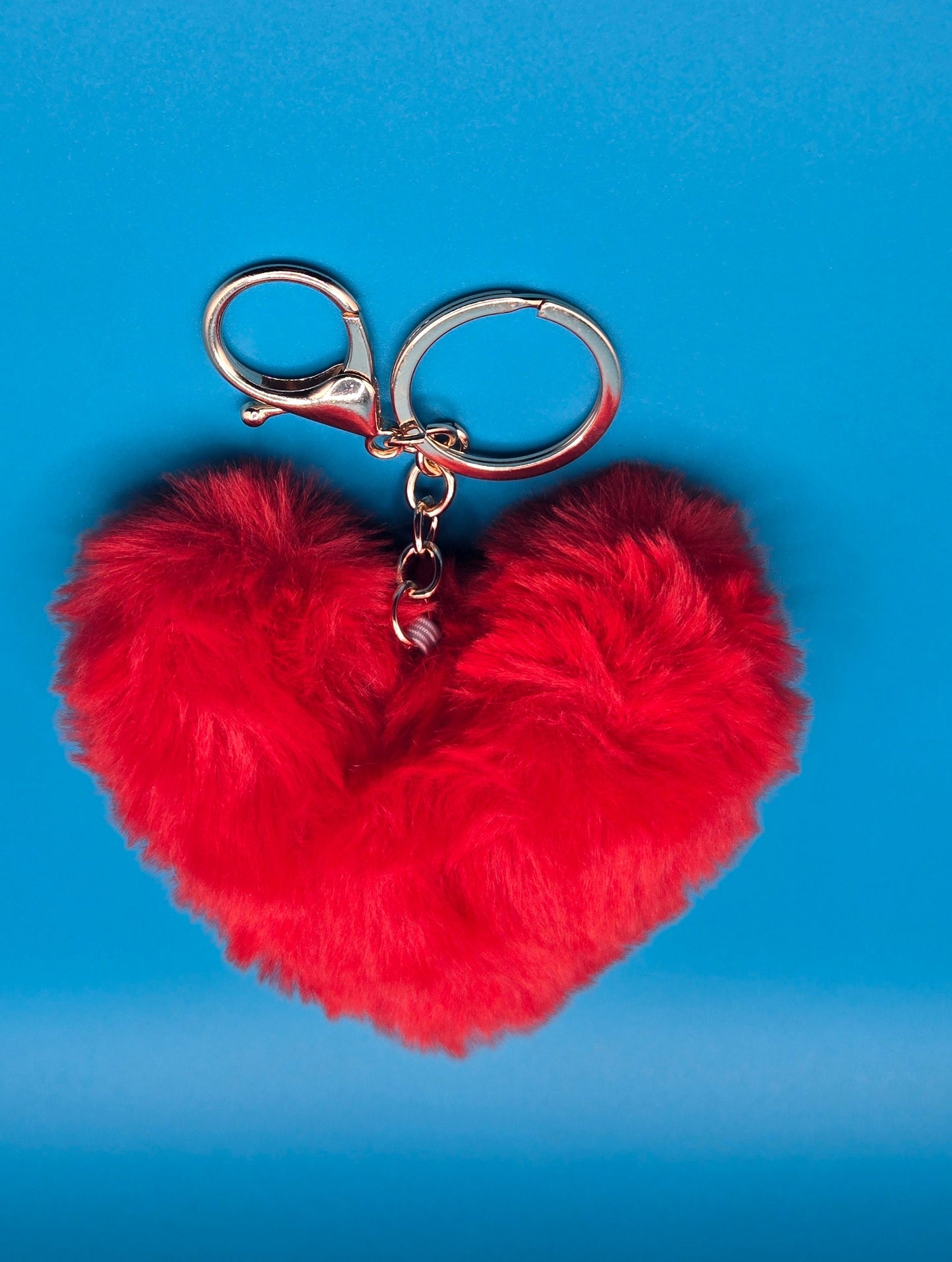 Fuzzy Plush Heart Keychain