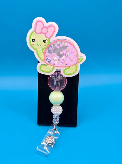 Cute Turtle Shaker Badge Reel