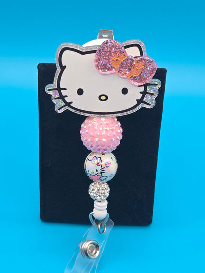 Cat with Bow Acrylic Badge Reel