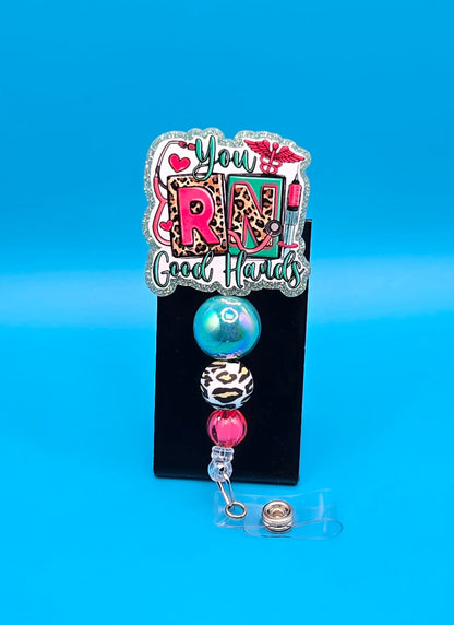 You RN Good Hands Acrylic Badge Reel