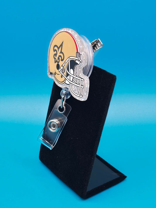Sports Themed Football Helmet Acrylic Badge Reel