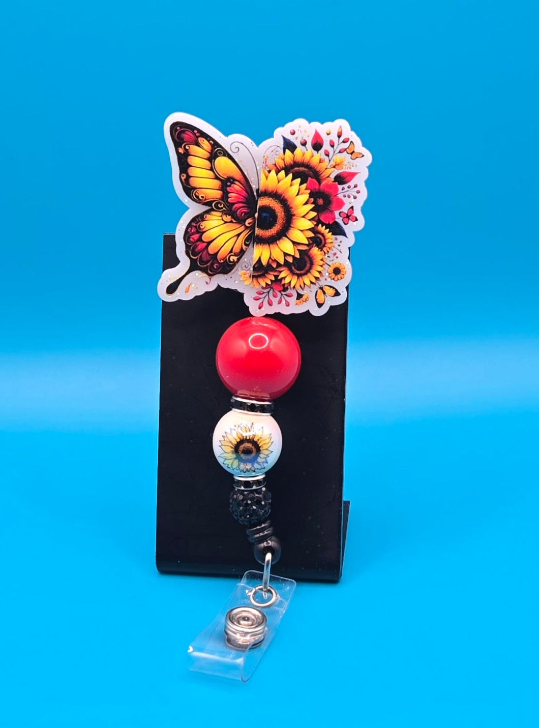 Beautiful Butterfly and Flower Acrylic Badge Reel