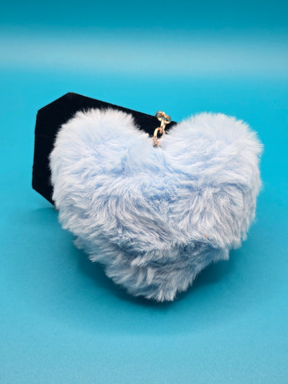 Fuzzy Plush Heart Keychain