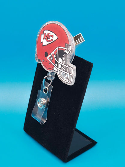Sports Themed Football Helmet Acrylic Badge Reel