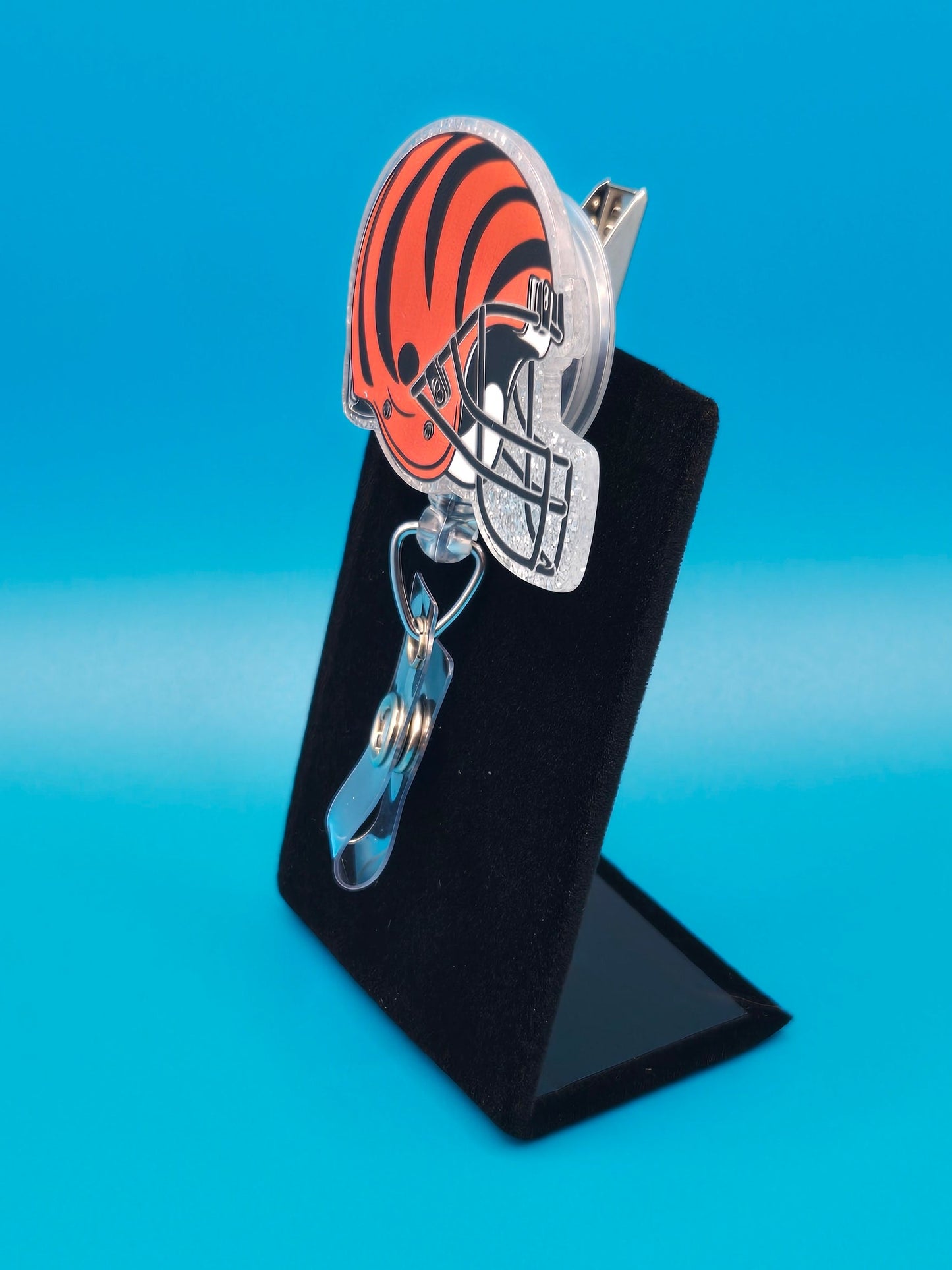 Sports Themed Football Helmet Acrylic Badge Reel