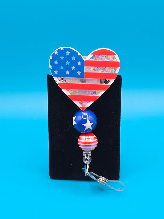 Shaker Flag Heart Acrylic Badge Reel