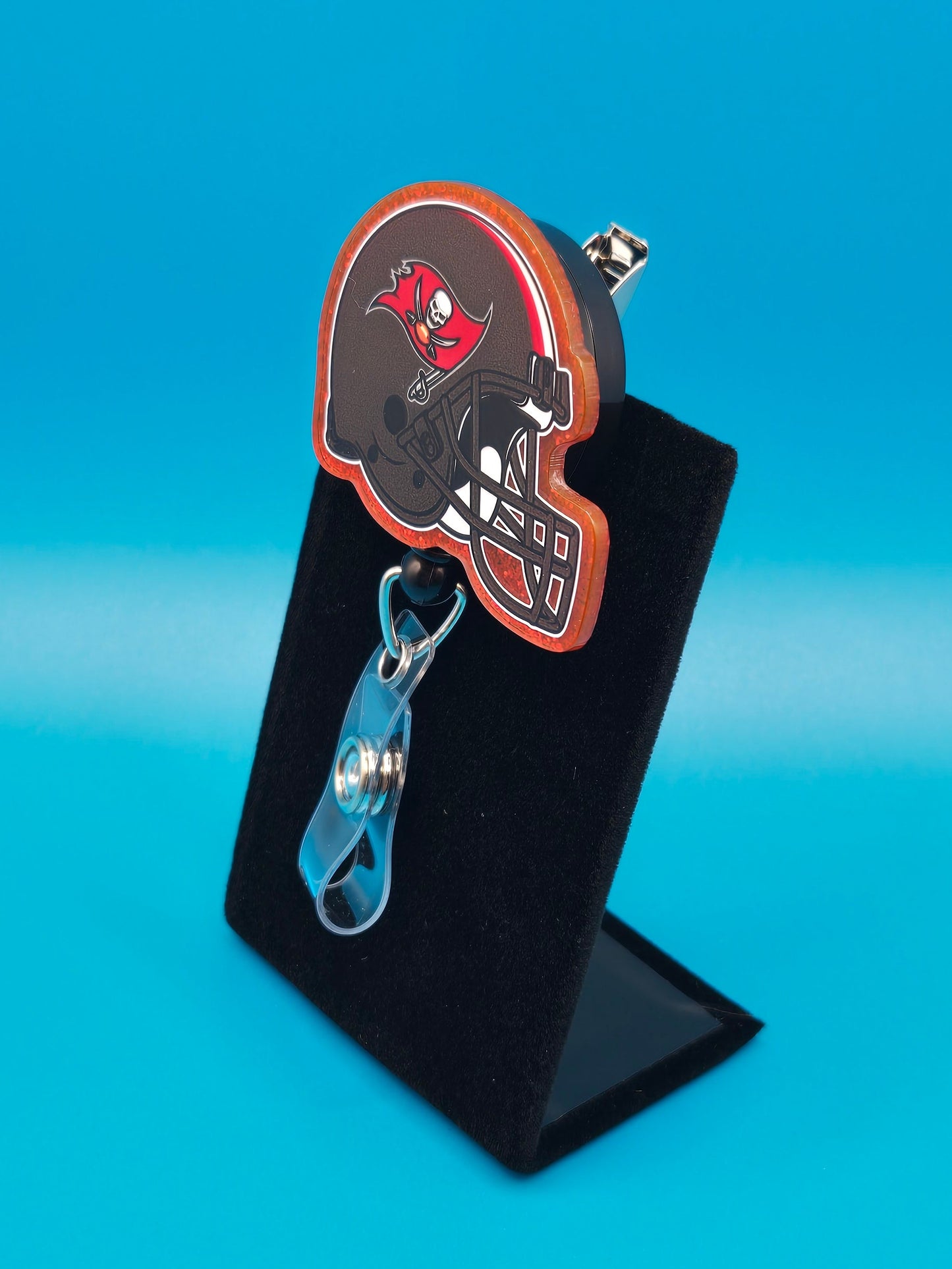 Sports Themed Football Helmet Acrylic Badge Reel