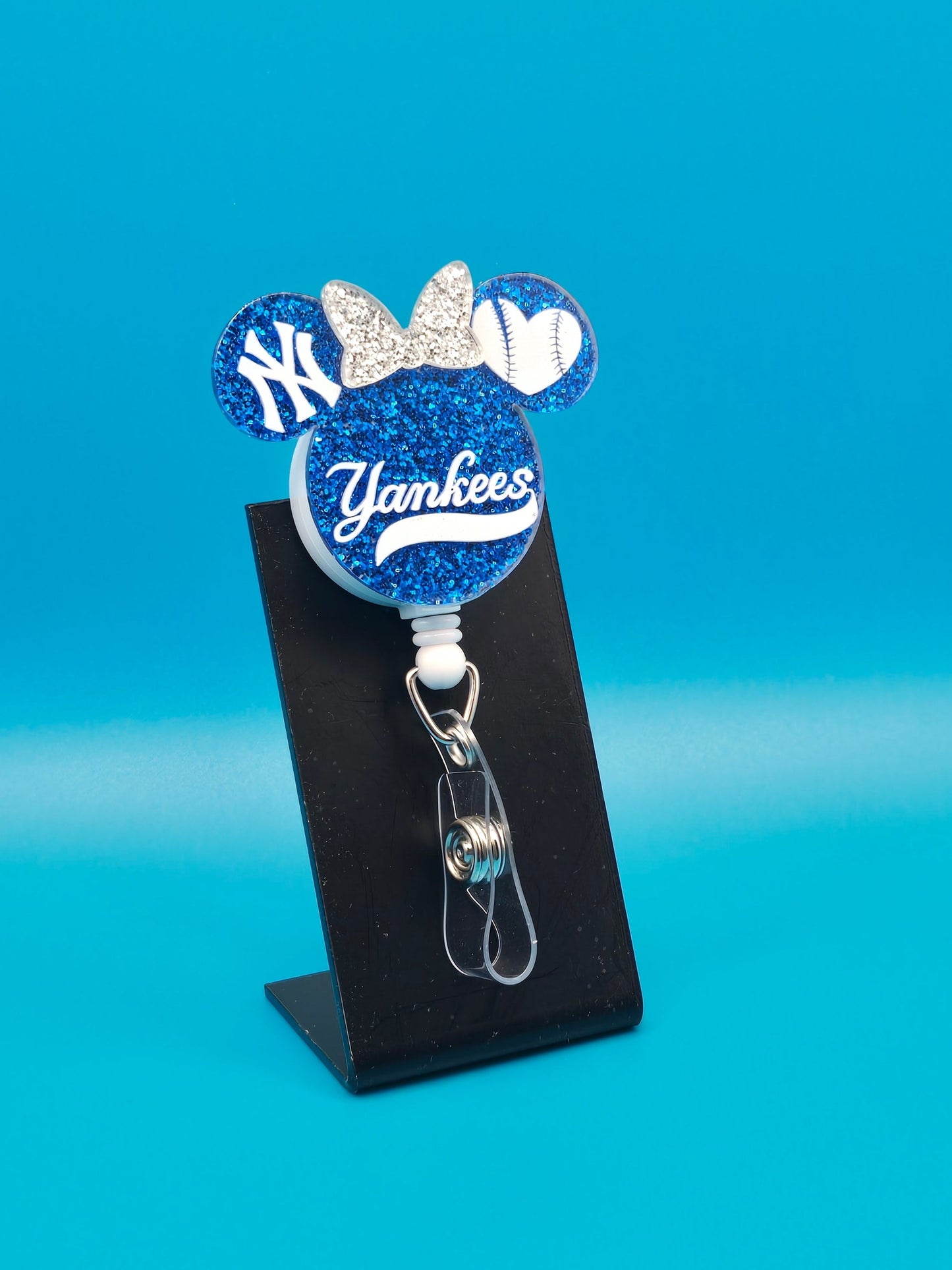 Sports Themed Mouse Profile Baseball Acrylic Badge Reel