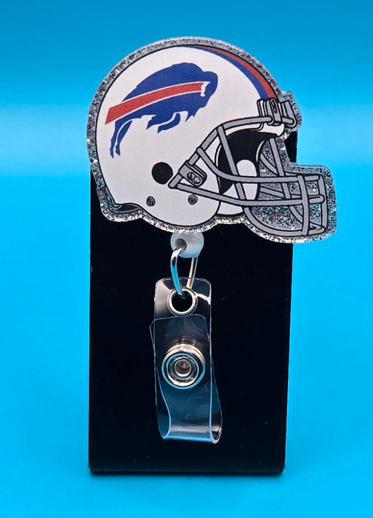 Sports Themed Football Helmet Acrylic Badge Reel