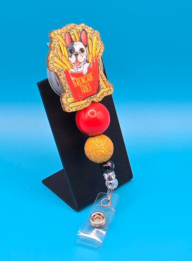 Frenchie Fries Acrylic Badge Reel