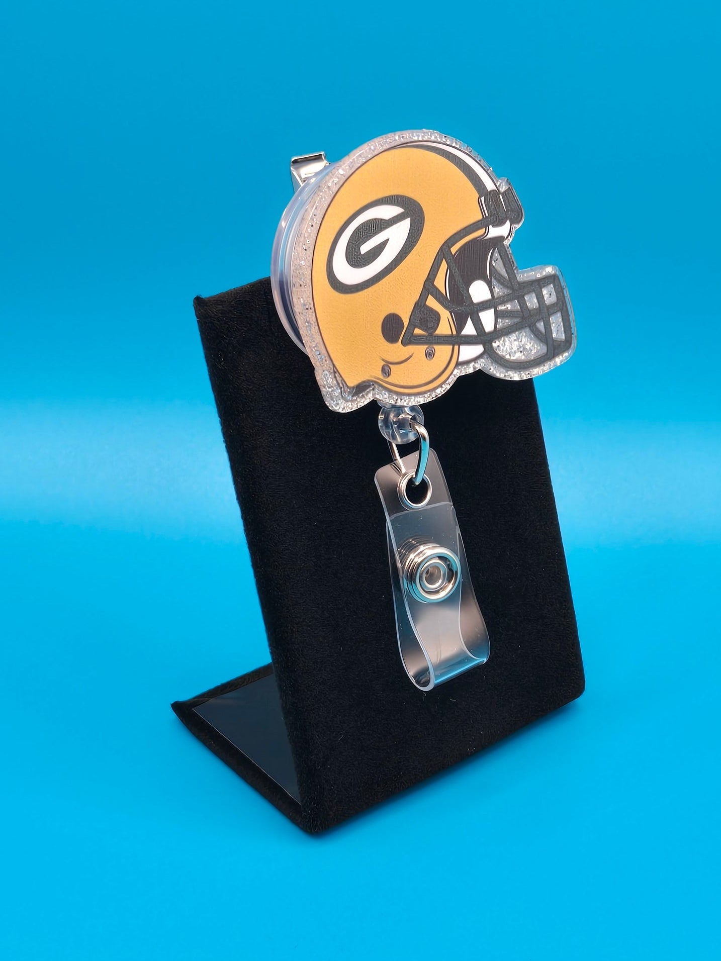 Sports Themed Football Helmet Acrylic Badge Reel