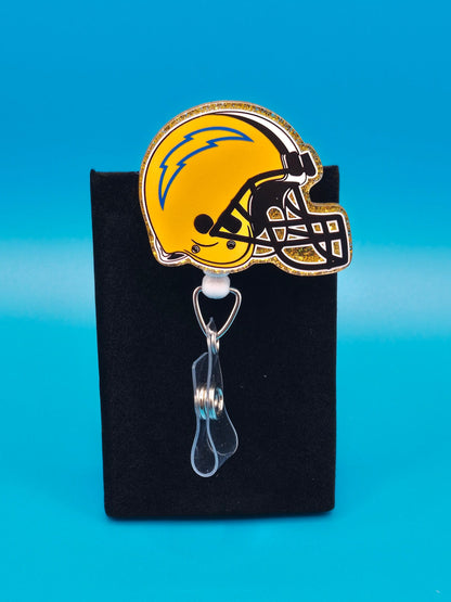 Sports Themed Football Helmet Acrylic Badge Reel