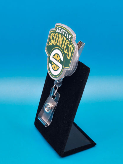 Sports Themed Basketball Acrylic Badge Reel