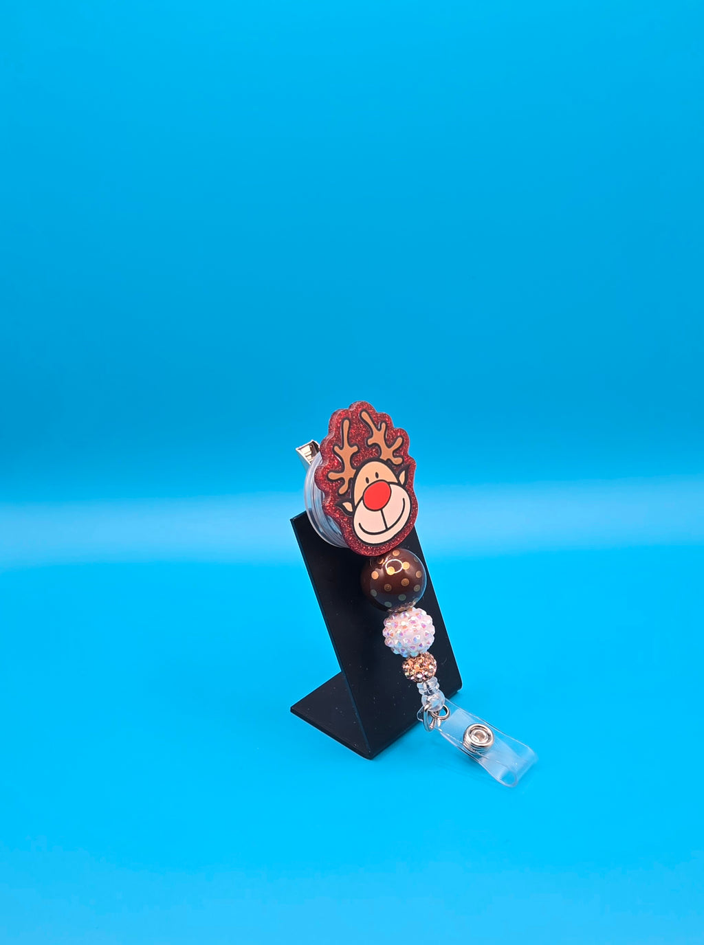 Christmas Reindeer Red Nose Badge Reel