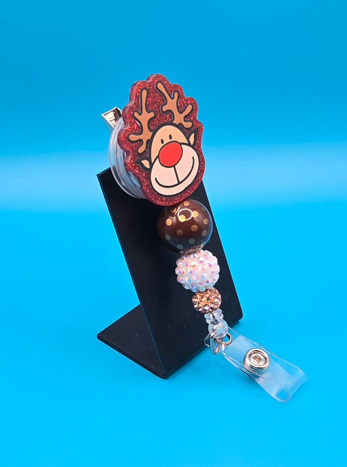 Christmas Reindeer Red Nose Badge Reel