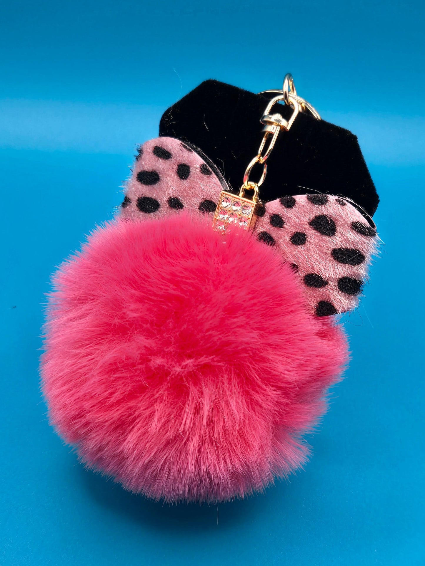 Fur Stuffed Ball with Bow Keychain