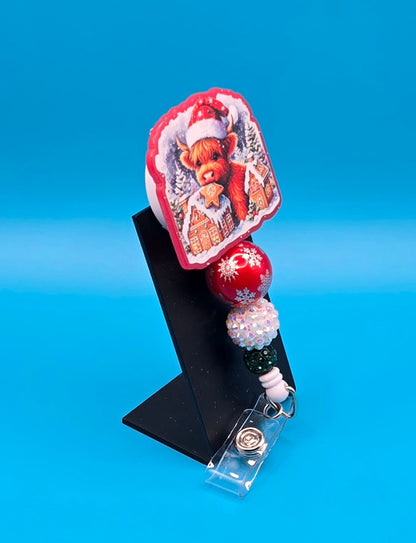 Cow Gingerbread Acrylic Sassy Badge Reel