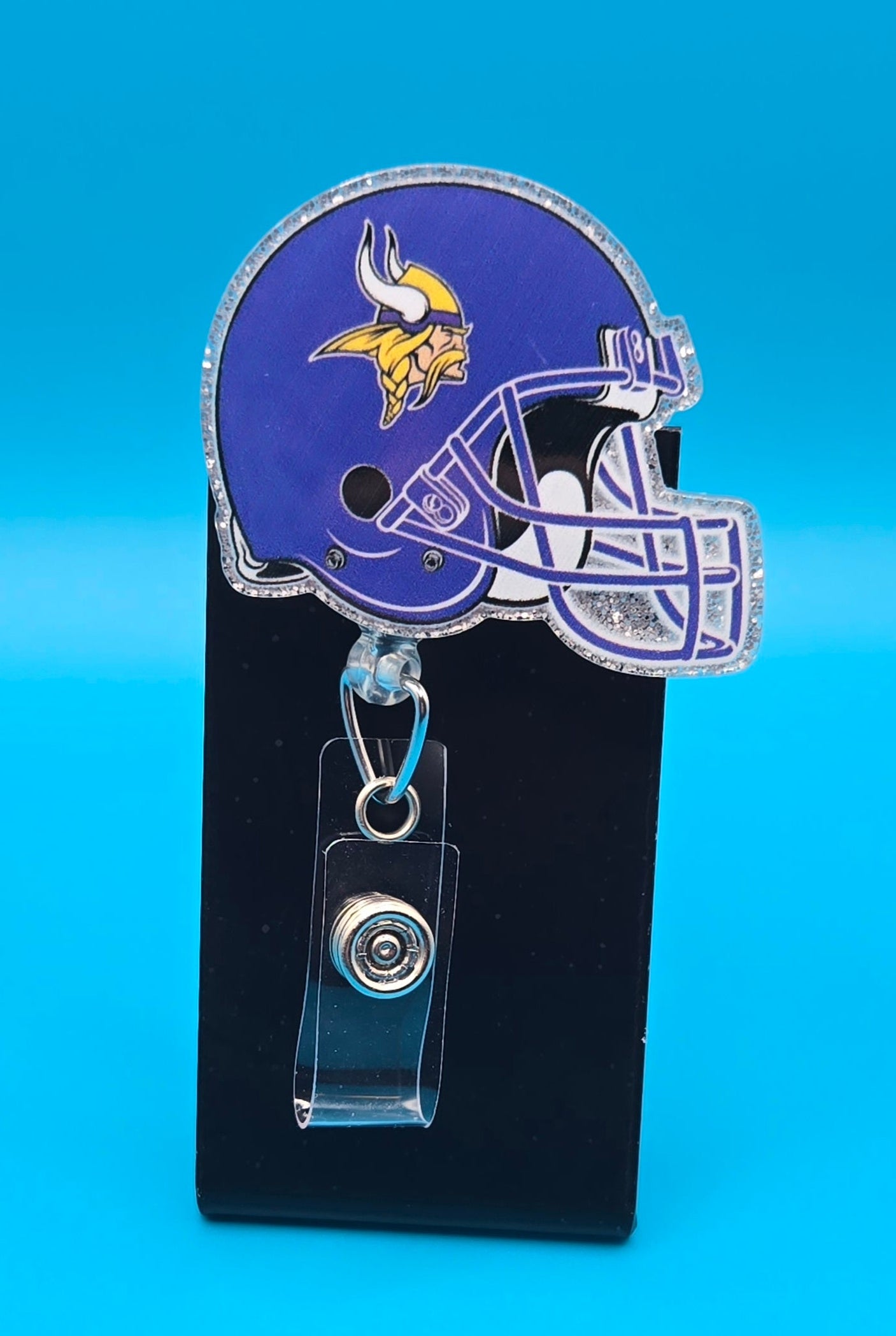 Sports Themed Football Helmet Acrylic Badge Reel