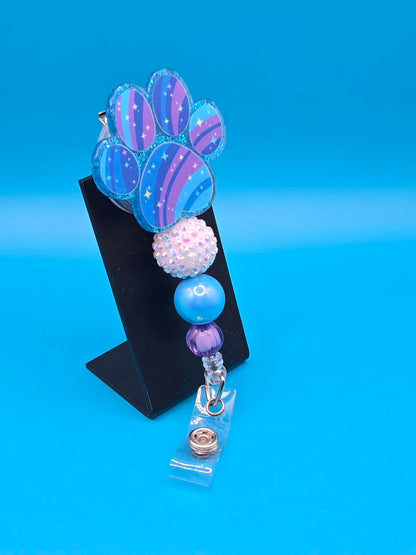 Galaxy Paw Print Acrylic Badge Reel
