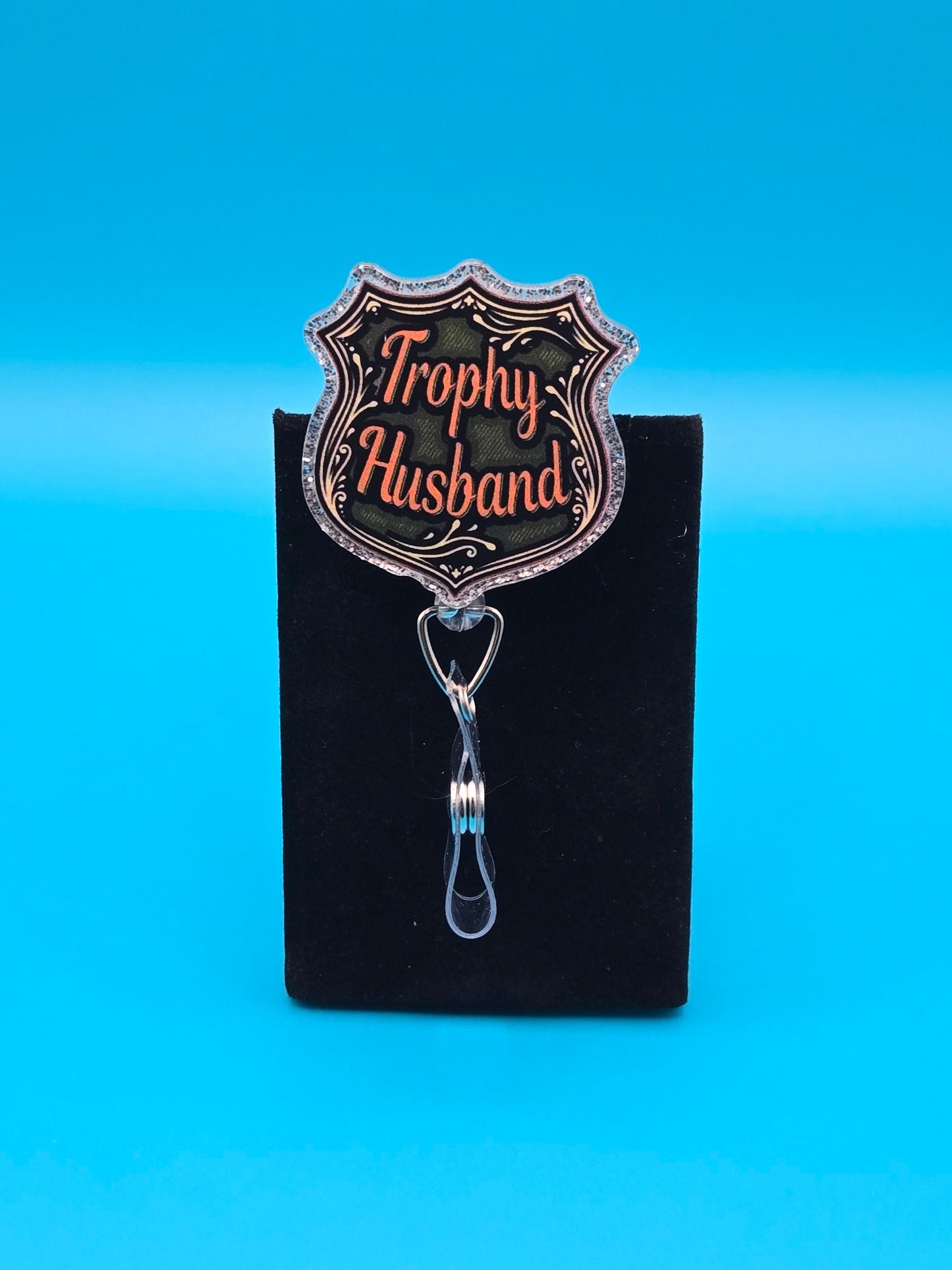 Trophy Husband Acrylic Badge Reel