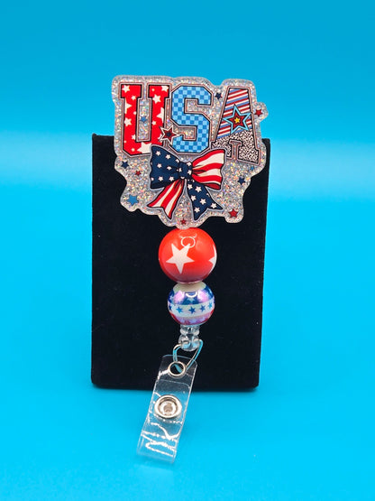 USA Bow Acrylic Badge Reel