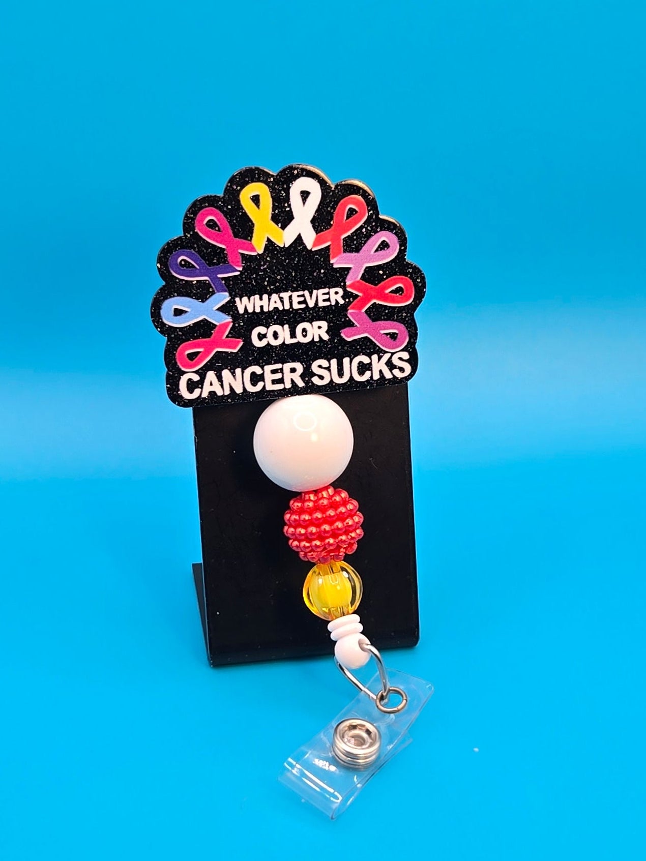 Whatever Color, Cancer Sucks, Acrylic Badge Reel