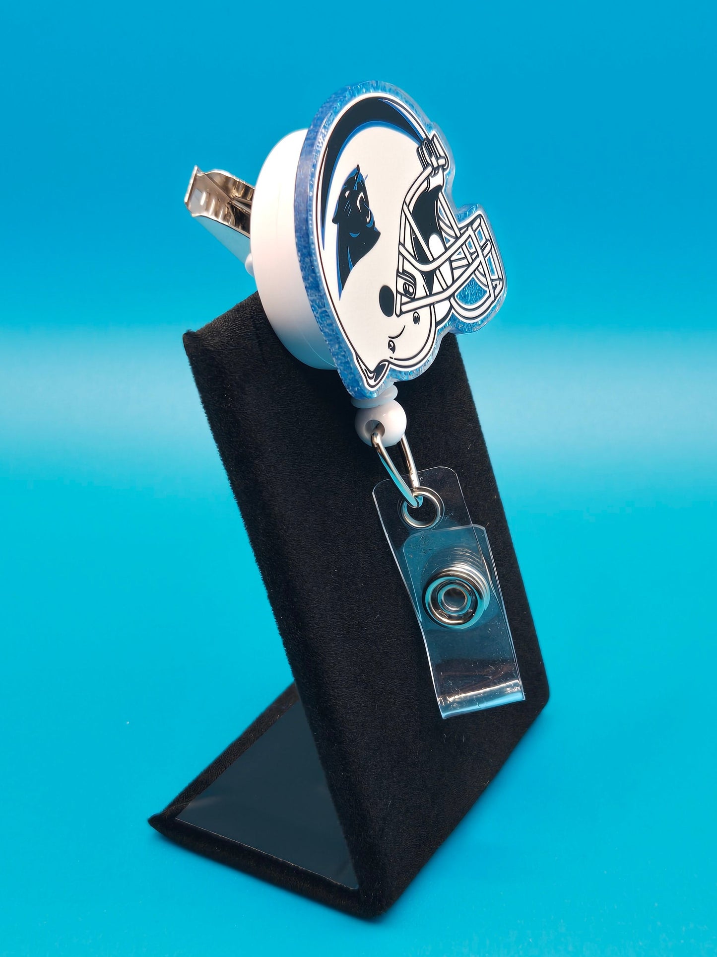 Sports Themed Football Helmet Acrylic Badge Reel
