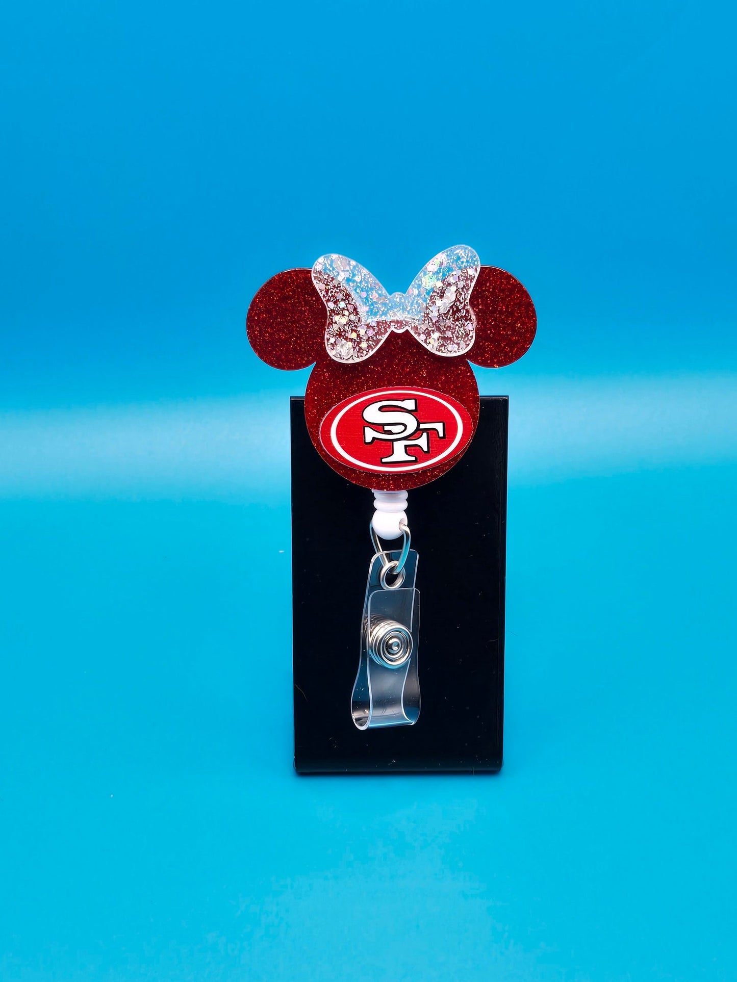Sports Themed Mouse Profile Football Acrylic Badge Reel