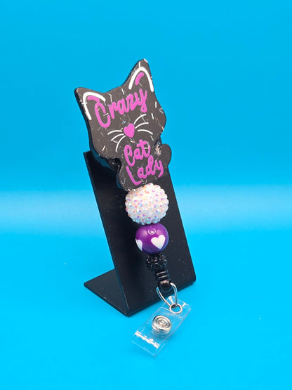 Crazy Cat Lady Sassy Acrylic Badge Reel