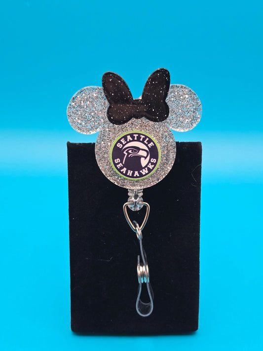 Sports Themed Mouse Profile Acrylic Badge Reel