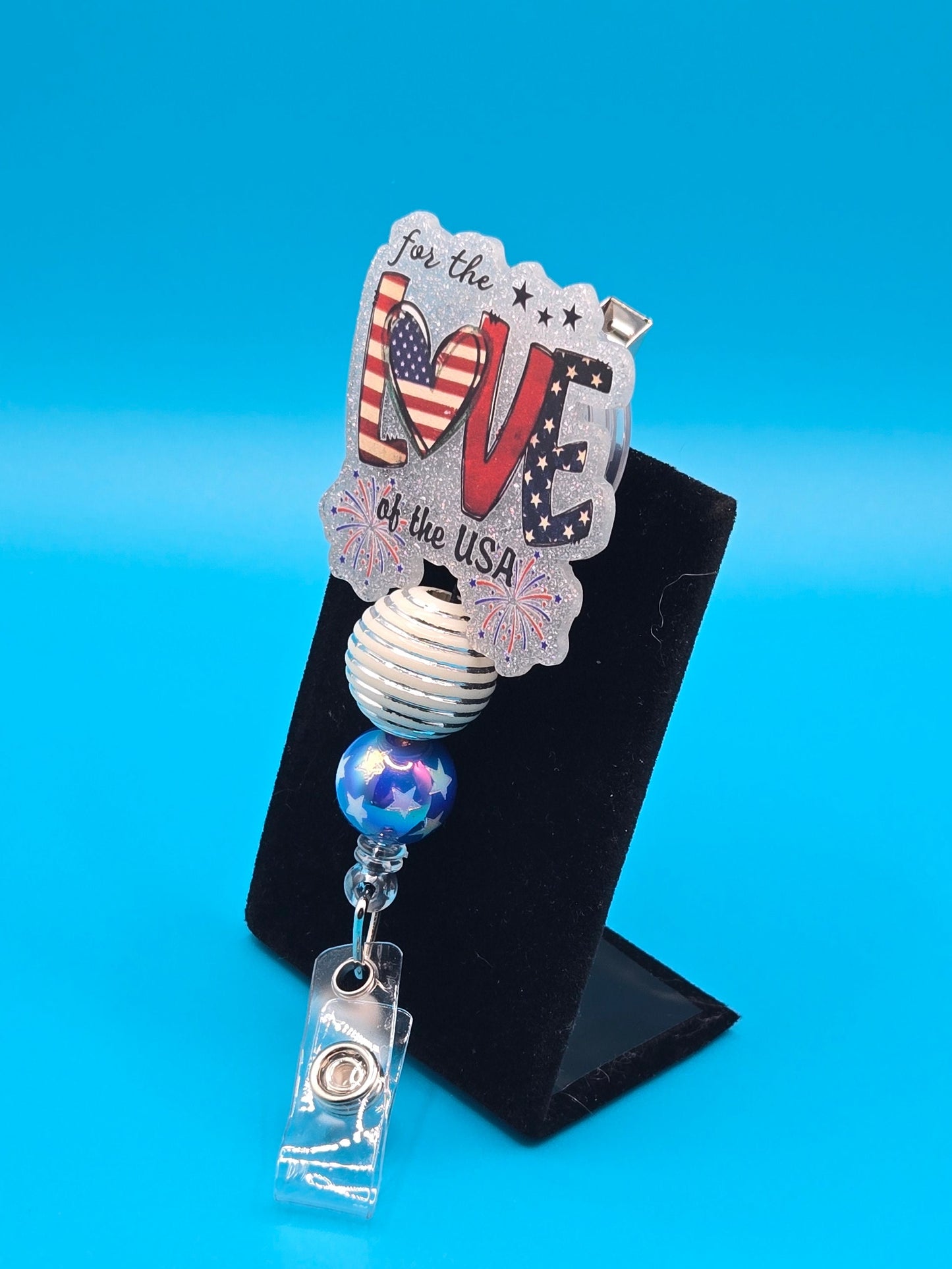 Patriotic LOVE Acrylic Badge Reel