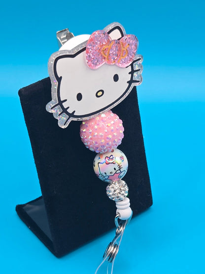 Cat with Bow Acrylic Badge Reel