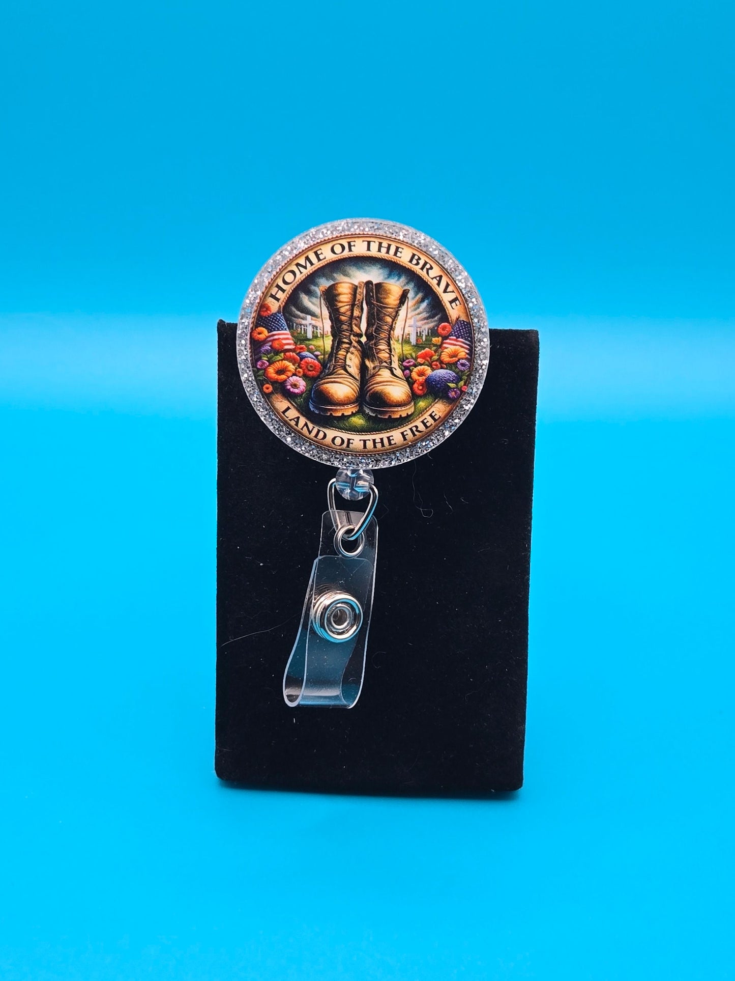 Home of the Free Because of the Brave Acrylic Badge Reel