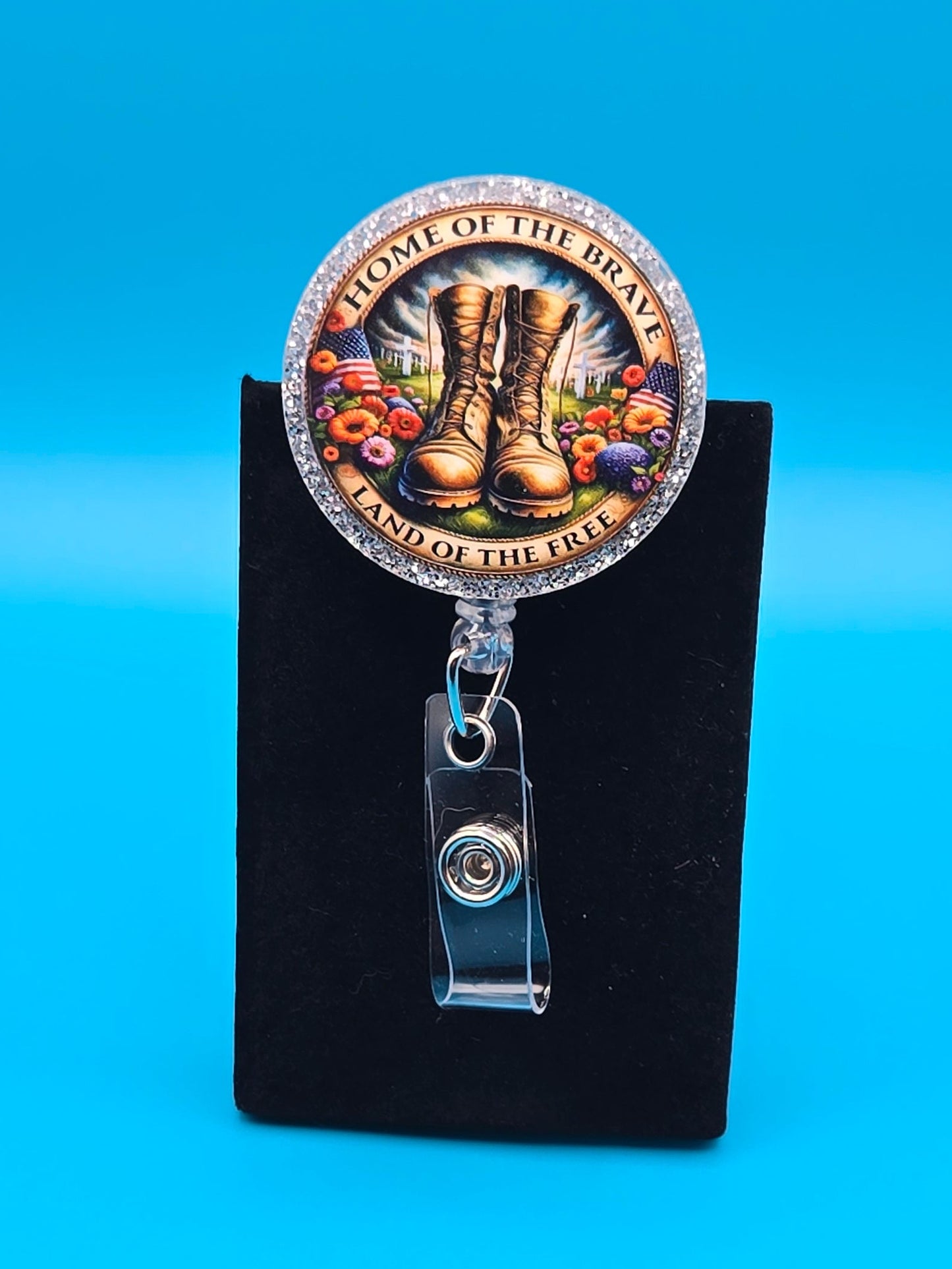 Home of the Brave, Land of the Free Acrylic Badge Reel
