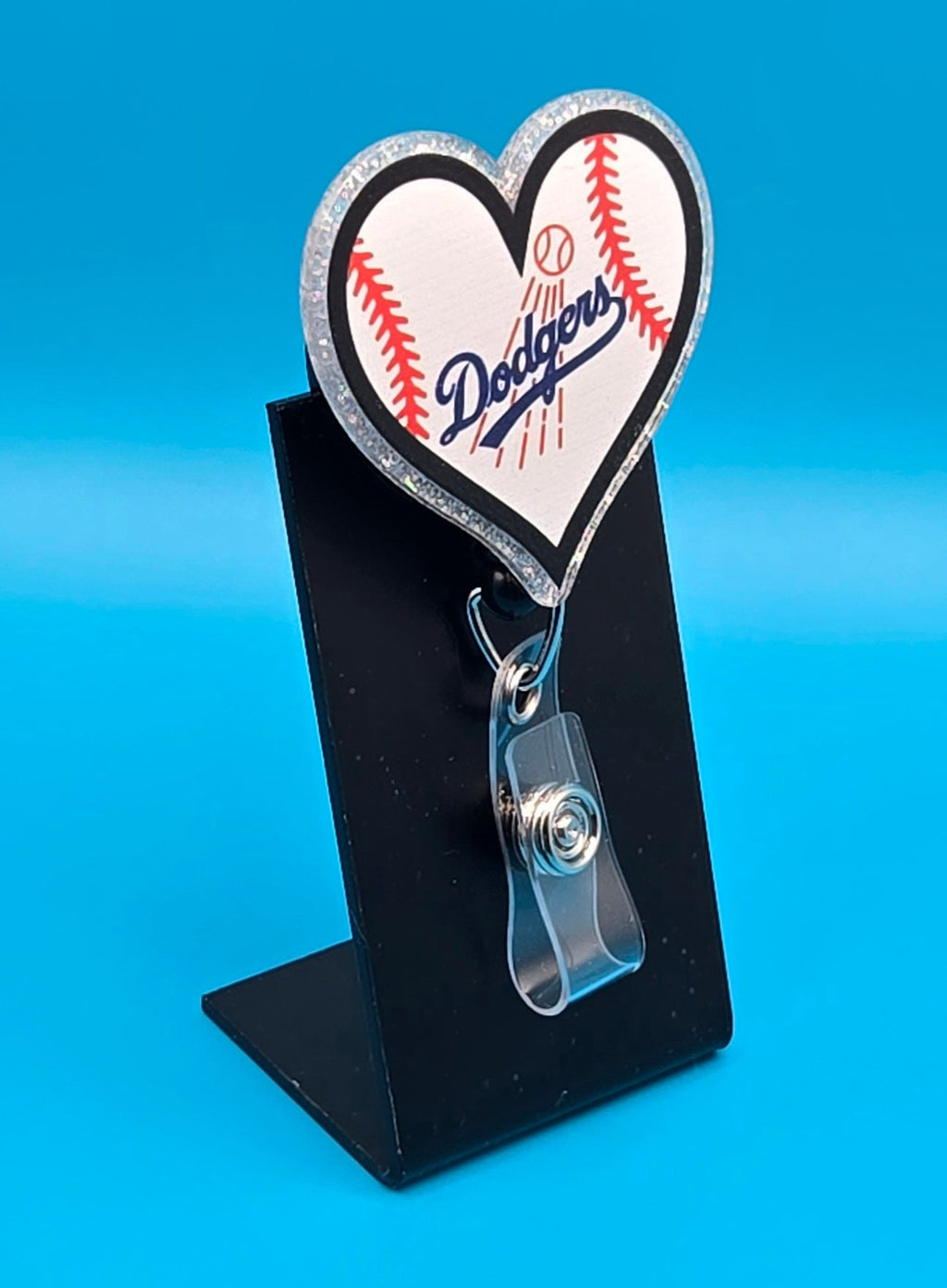 Baseball Heart Acrylic Badge Reel