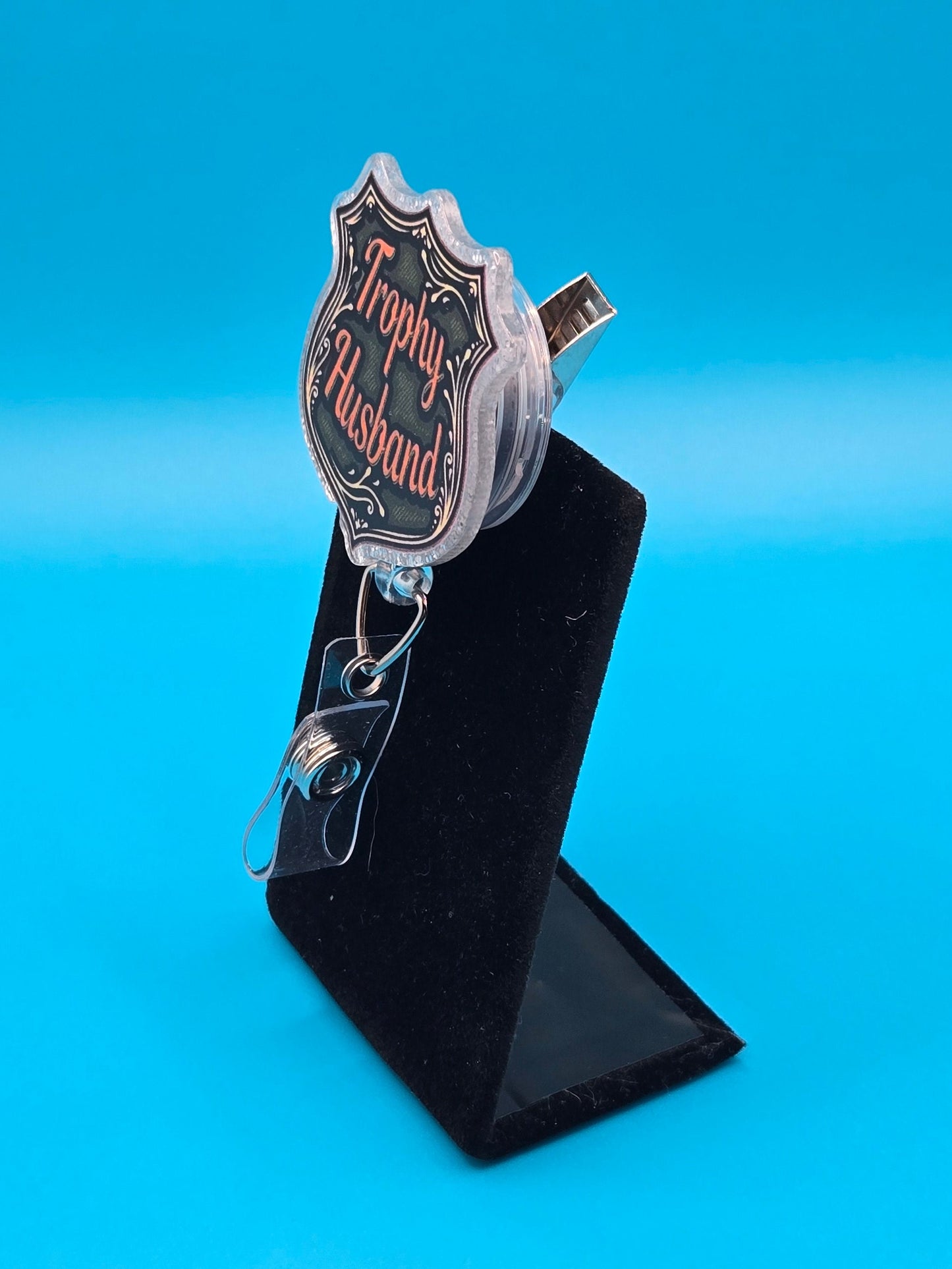 Trophy Husband Acrylic Badge Reel