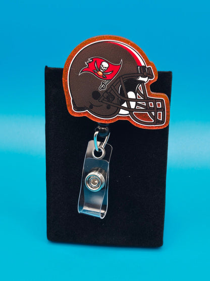 Sports Themed Football Helmet Acrylic Badge Reel