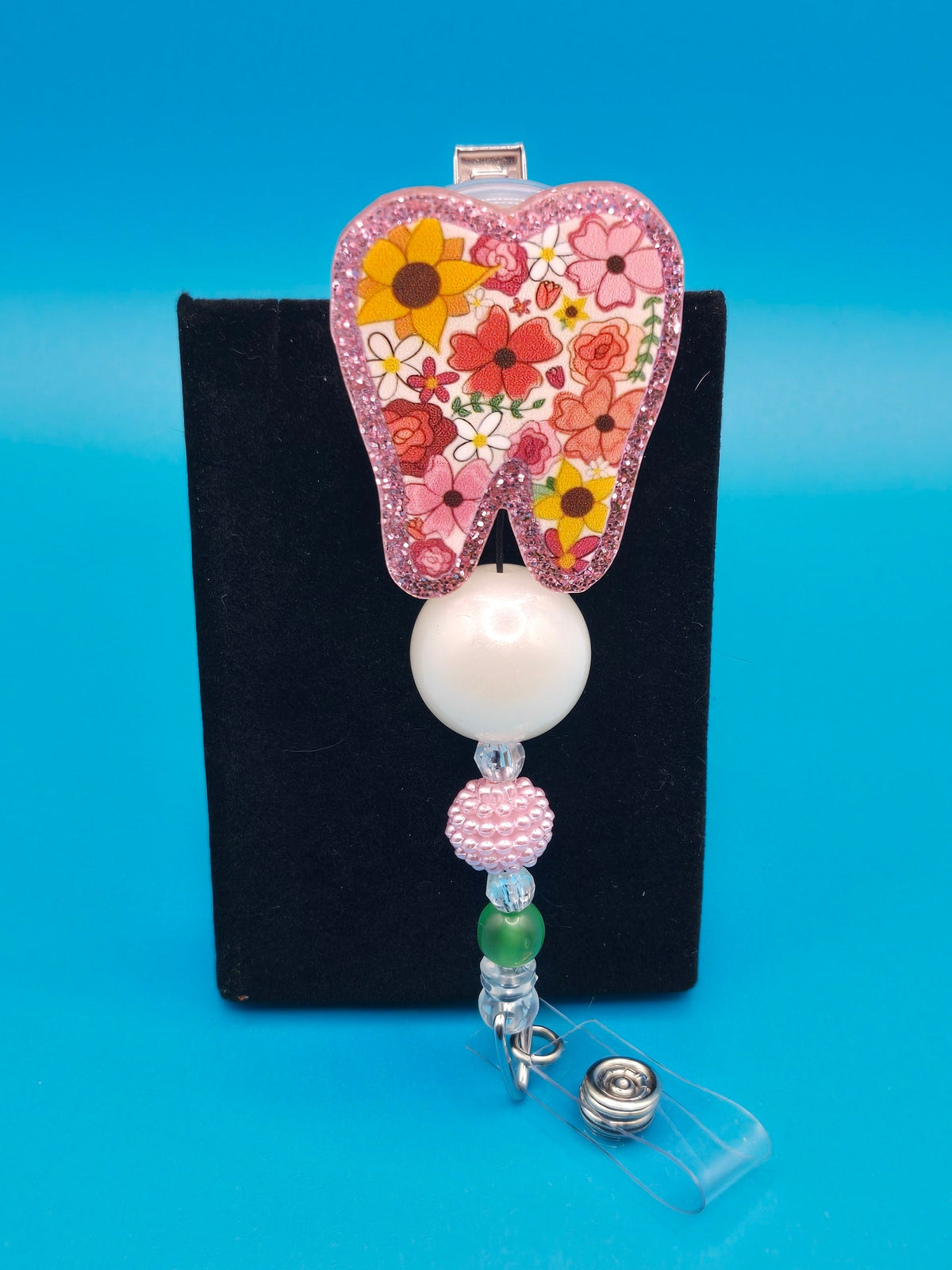 Tooth Floral Acrylic Badge Reel