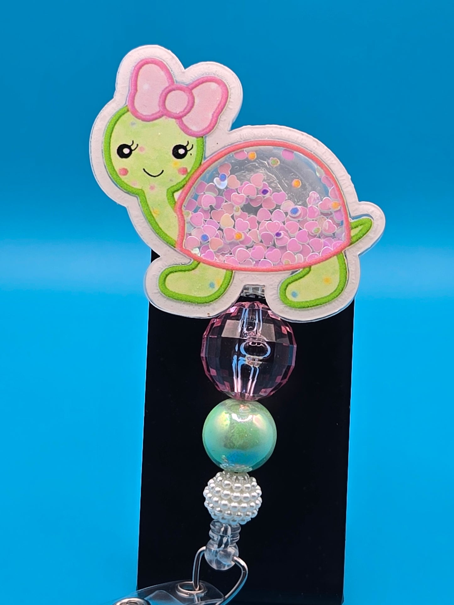 Cute Turtle Shaker Badge Reel