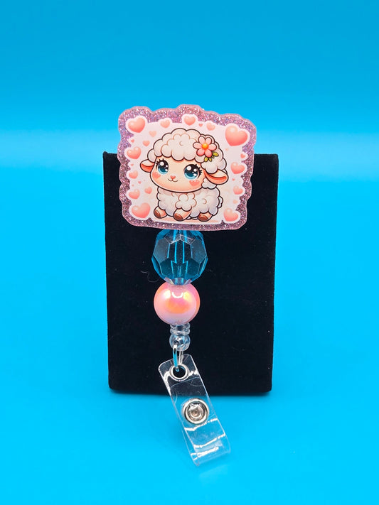 Adorable Lamb Acrylic Badge Reel