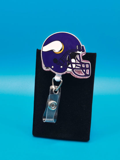 Sports Themed Football Helmet Acrylic Badge Reel