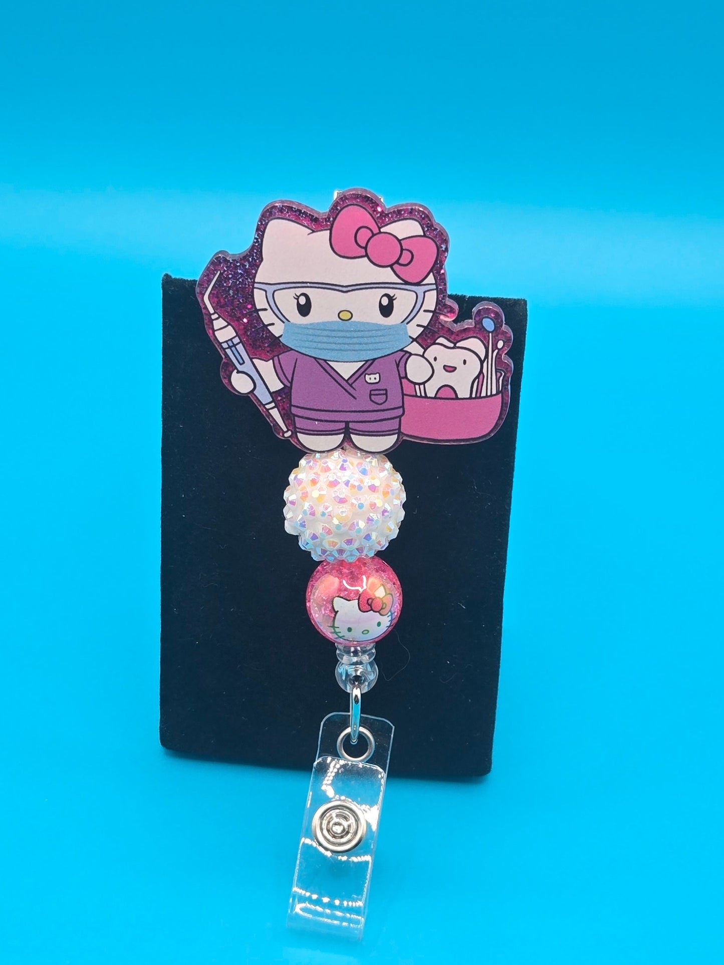 Dental Kitty Acrylic Badge Reel