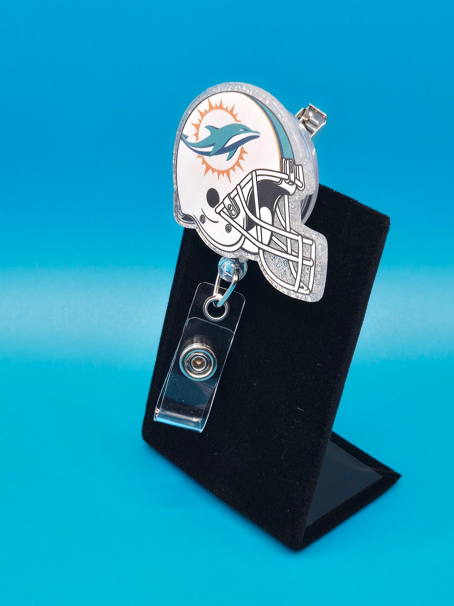 Sports Themed Football Helmet Acrylic Badge Reel